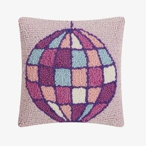 Disco Ball 100% Wool Hooked Pillow- NWT